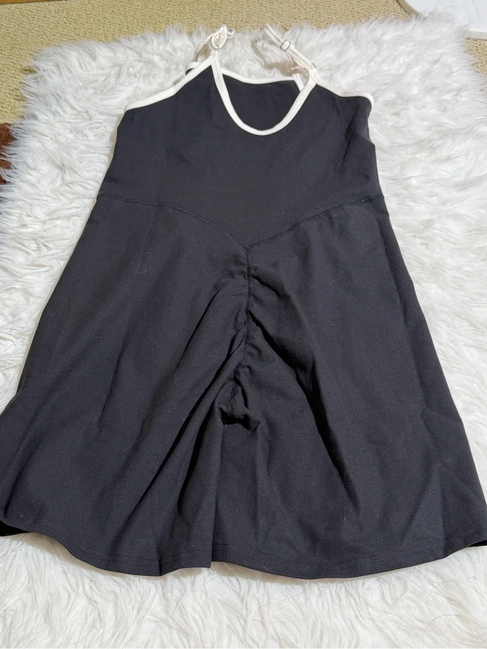 NEW 437 Four Three Seven XL The Shorts Onesie Black Cream Shortysuit Workout - Picture 11 of 13
